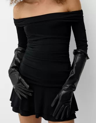 Guantes largos efecto piel Black