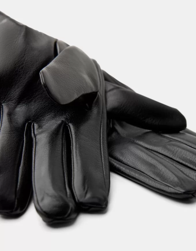 Guantes largos efecto piel Black