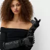Guantes largos efecto piel Black
