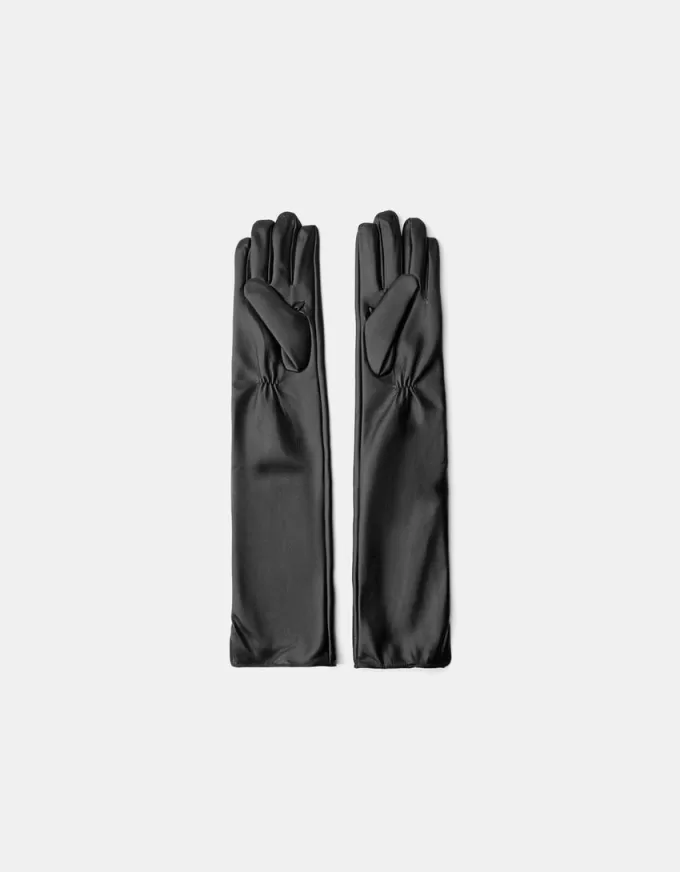 Guantes largos efecto piel Black