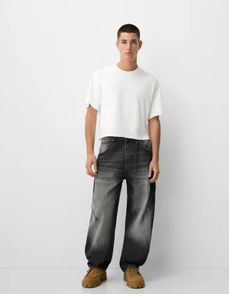 Jeans baggy con corte globo Black