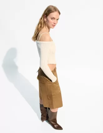 Jersey Bardot canalé Cream