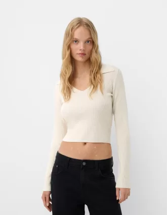 Jersey ajustado con cuello tipo polo Sand