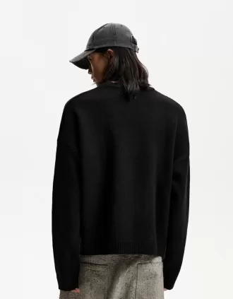 Jersey boxy fit en jacquard Black