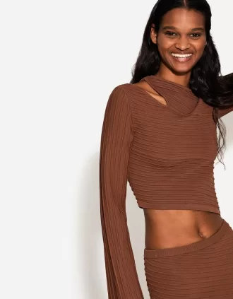 Jersey con aberturas asimétricas Brown