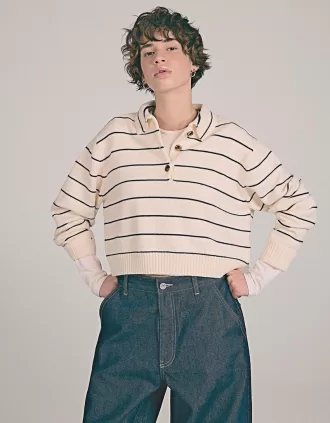 Jersey con cuello polo Cream