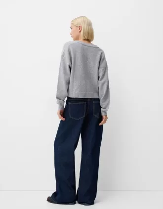 Jersey corto con cuello en V Grey