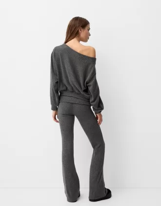 Jersey cuello asimétrico tacto suave Dark grey