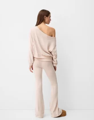 Jersey cuello asimétrico tacto suave Pink