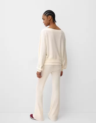 Jersey cuello asimétrico tacto suave Cream