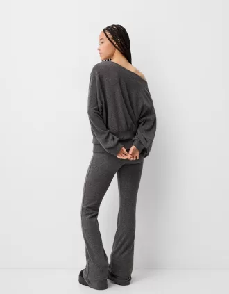 Jersey cuello asimétrico tacto suave Dark grey