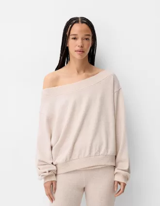 Jersey cuello asimétrico tacto suave Pink