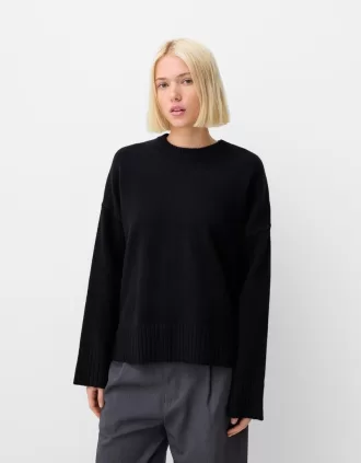 Jersey cuello redondo tacto suave Black