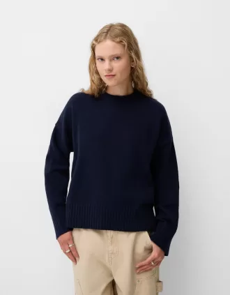 Jersey cuello redondo tacto suave Blue