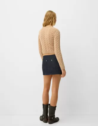 Jersey de chenilla de punto trenzado Sand