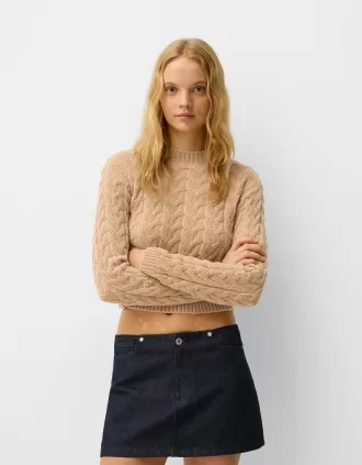 Jersey de chenilla de punto trenzado Sand