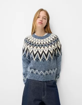 Jersey de jacquard estampado Blue