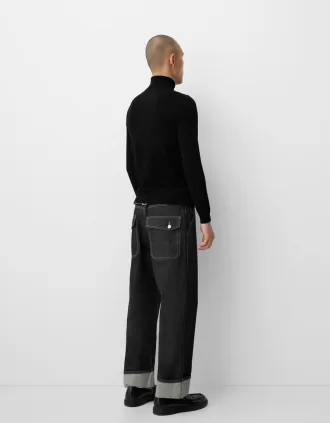 Jersey de punto con cuello alto Black