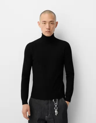 Jersey de punto con cuello alto Black