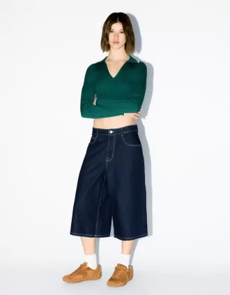 Jersey de punto trenzado con cuello tipo polo Green