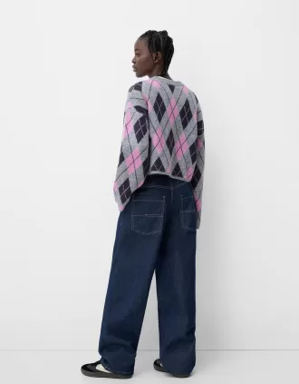 Jersey de rombos en jacquard Pink