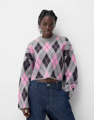 Jersey de rombos en jacquard Pink
