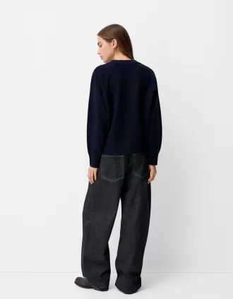 Jersey oversize con cuello de pico Blue