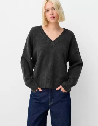 Jersey oversize con cuello de pico Grey