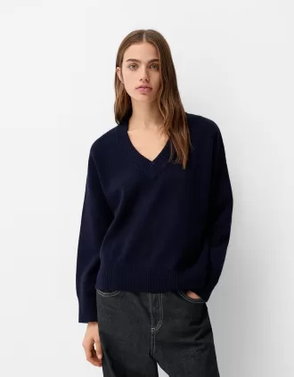Jersey oversize con cuello de pico Blue