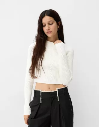 Jersey punto ochos canalé White