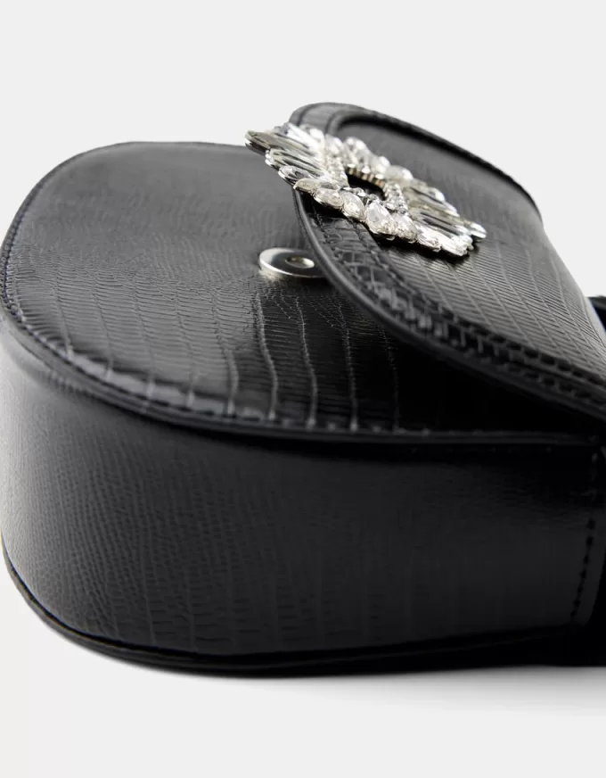 Minaudière con cierre de strass Black