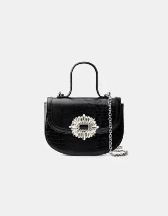 Minaudière con cierre de strass Black