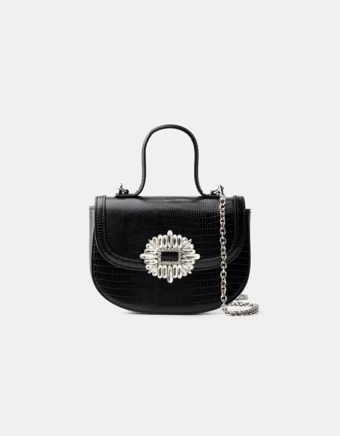 Minaudière con cierre de strass Black