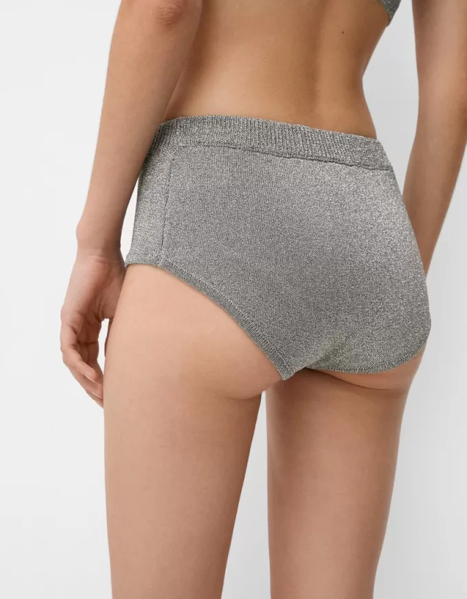 Mini shorts de punto metalizado Silver