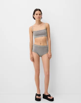 Mini shorts de punto metalizado Silver