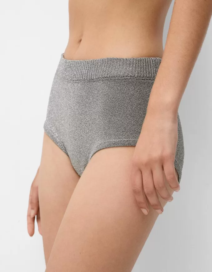Mini shorts de punto metalizado Silver