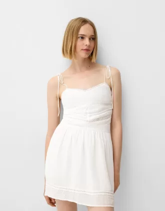 Mini vestido rústico Off white
