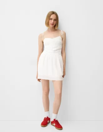 Mini vestido rústico Off white