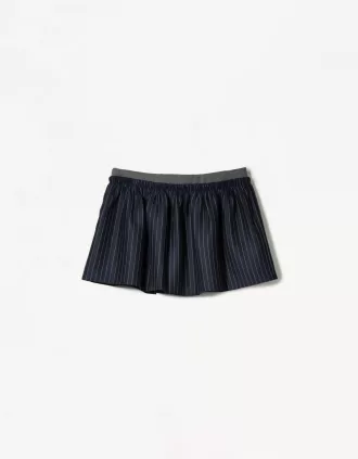 Minifalda con cintura en contraste Navy