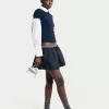 Minifalda con cintura en contraste Navy