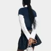 Minifalda con cintura en contraste Navy