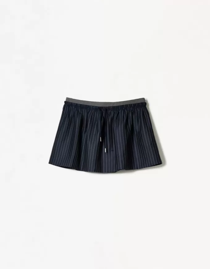 Minifalda con cintura en contraste Navy