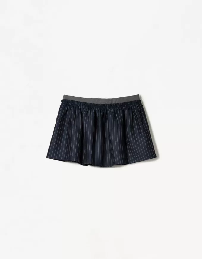 Minifalda con cintura en contraste Navy