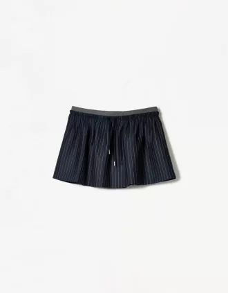 Minifalda con cintura en contraste Navy