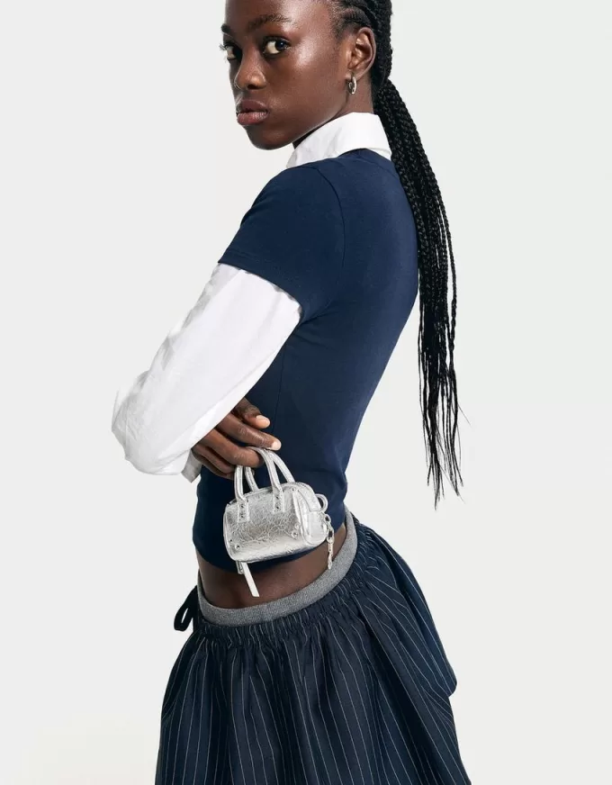 Minifalda con cintura en contraste Navy