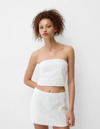Minifalda con pedrería Off white