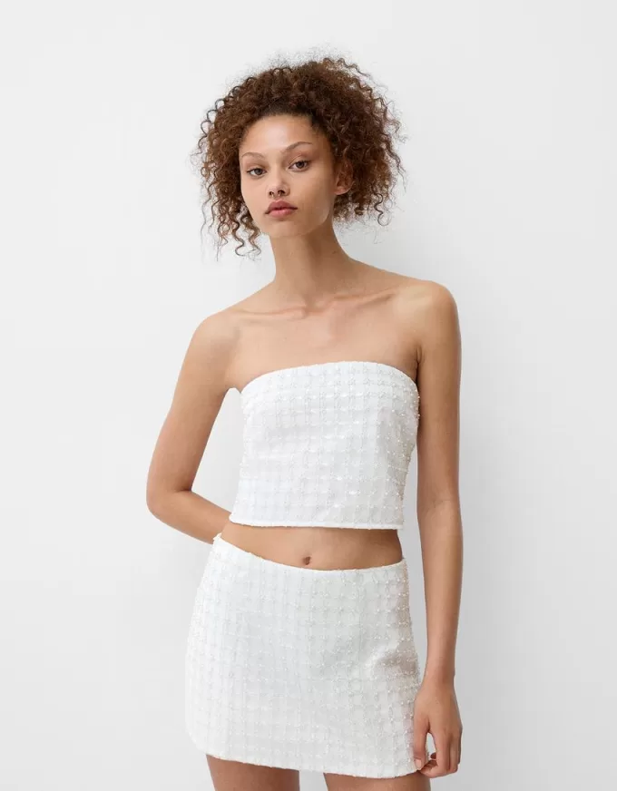 Minifalda con pedrería Off white