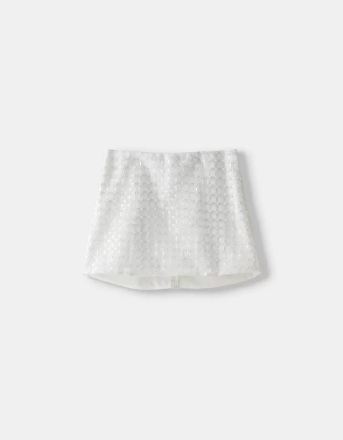 Minifalda con pedrería Off white