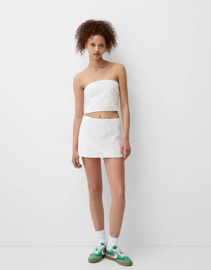 Minifalda con pedrería Off white