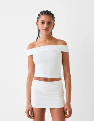 Minifalda con pliegues en la cintura Off white